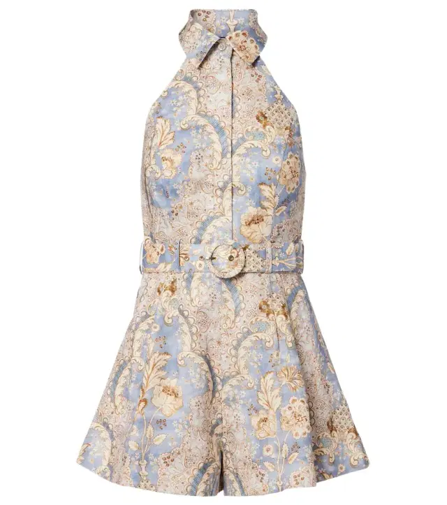 Daylight printed linen romper