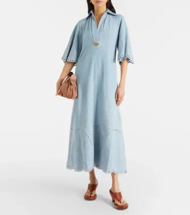 Zimmermann Daylight embroidered denim midi dress | Thumbnail 3