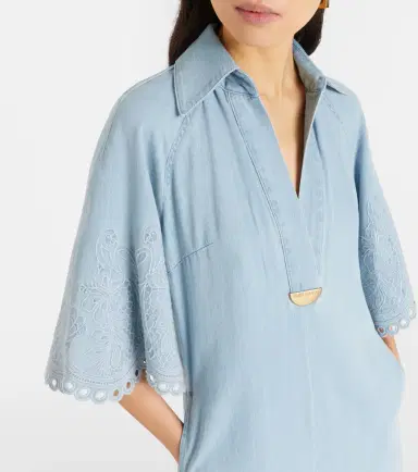 Zimmermann Daylight embroidered denim midi dress | Thumbnail 4