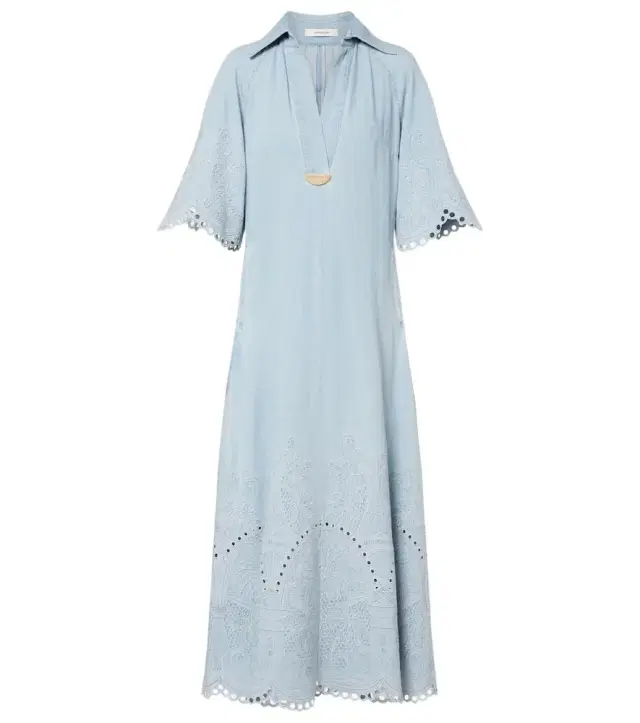 Zimmermann Daylight embroidered denim midi dress