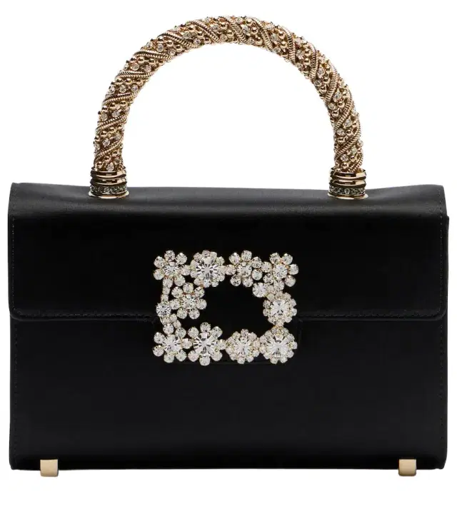 Roger Vivier Jewel Efflorescence Mini satin top-handle bag