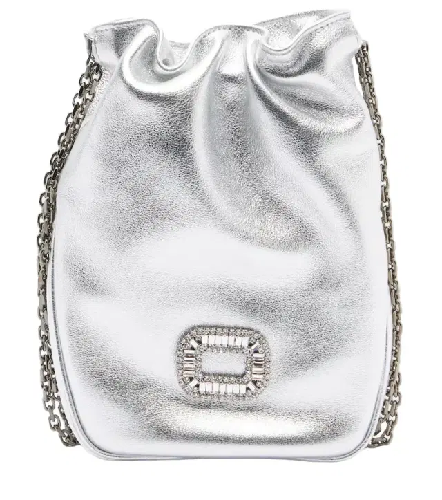Roger Vivier Pilgrim Nano metallic leather bucket bag