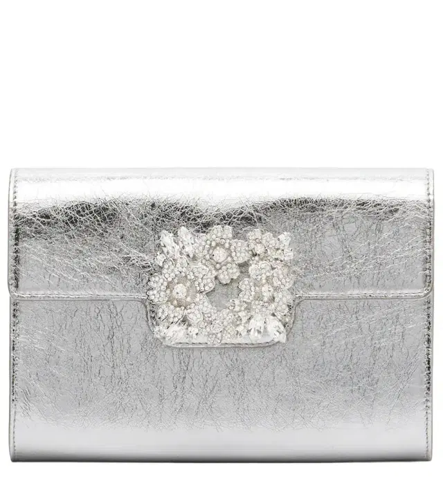 Roger Vivier Efflorescence Mini metallic leather clutch