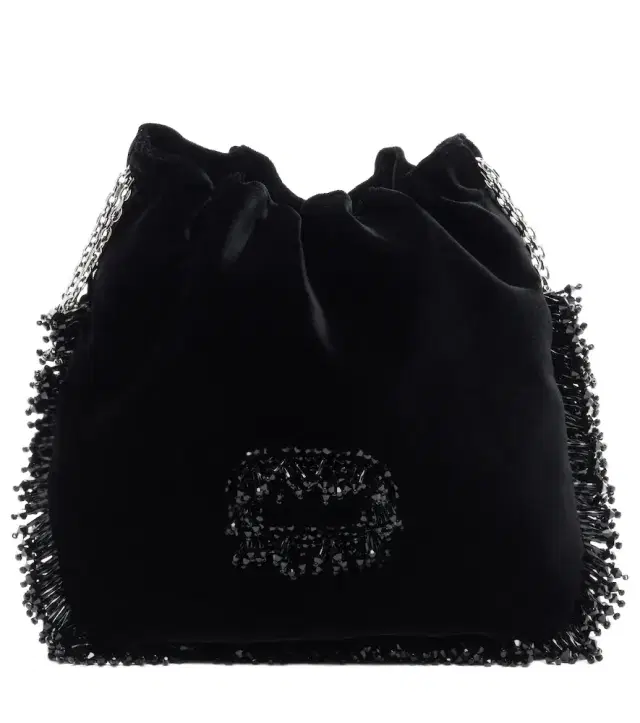 Roger Vivier Pilgrim Mini beaded velvet bucket bag