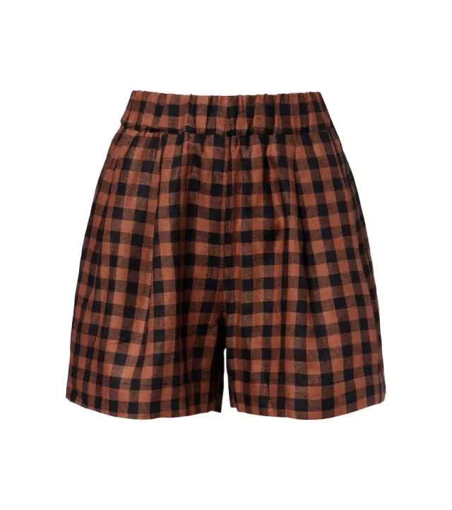 Checked linen shorts