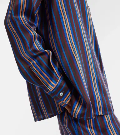 ASCENO Maya striped silk charmeuse pajama shirt | Thumbnail 2 ASCENO Maya striped silk charmeuse pajama shirt | Thumbnail 2