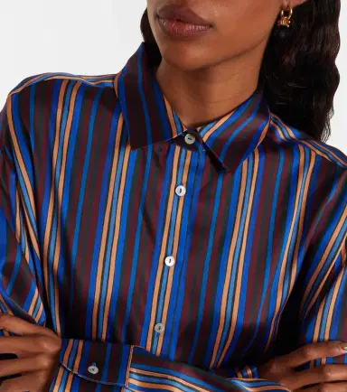 ASCENO Maya striped silk charmeuse pajama shirt | Thumbnail 3 ASCENO Maya striped silk charmeuse pajama shirt | Thumbnail 3