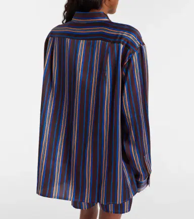ASCENO Maya striped silk charmeuse pajama shirt | Thumbnail 4 ASCENO Maya striped silk charmeuse pajama shirt | Thumbnail 4