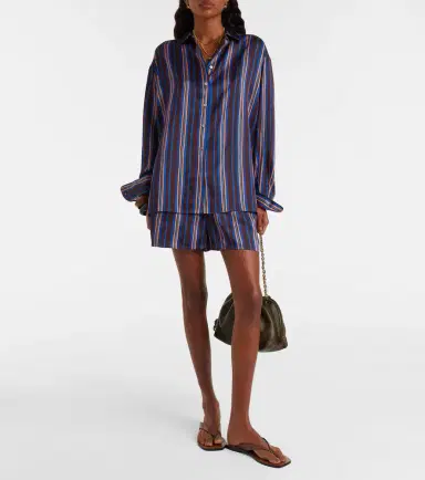ASCENO Maya striped silk charmeuse pajama shirt | Thumbnail 6 ASCENO Maya striped silk charmeuse pajama shirt | Thumbnail 6