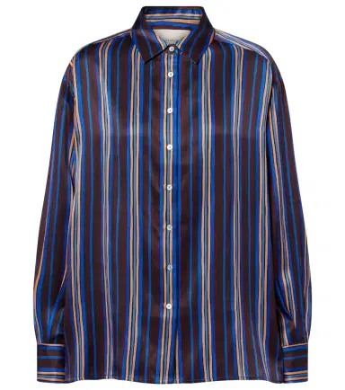 ASCENO Maya striped silk charmeuse pajama shirt | Thumbnail 1 ASCENO Maya striped silk charmeuse pajama shirt | Thumbnail 1