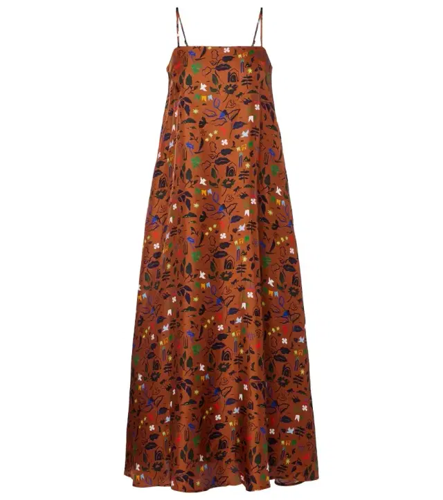 Melfi printed silk twill midi dress