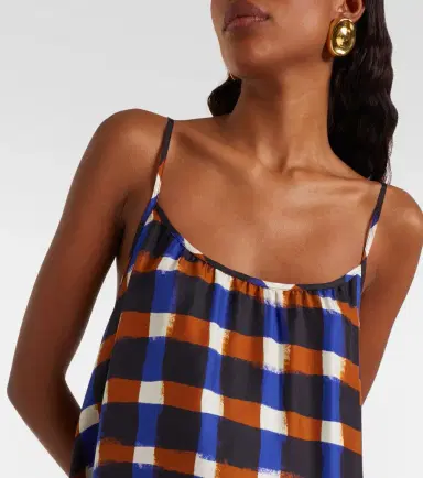 Asceno Napoli checked silk twill maxi dress | Thumbnail 3