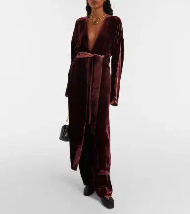 Asceno Belted velvet midi dress | Thumbnail 4