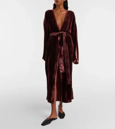 Asceno Belted velvet midi dress | Thumbnail 6
