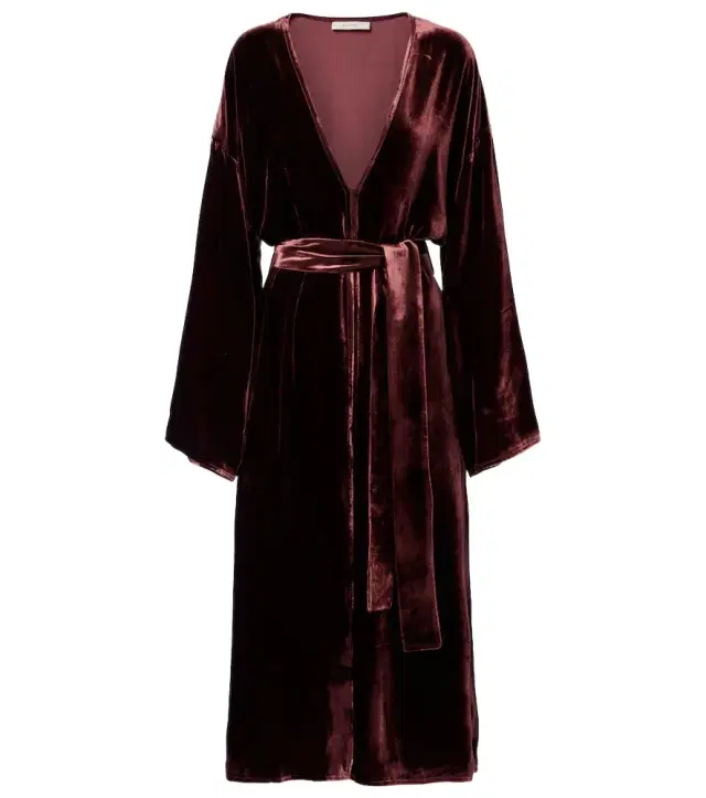 Belted velvet midi dress