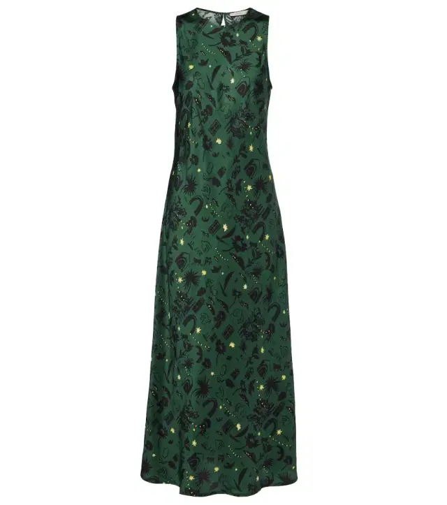 Asceno Valencia printed silk charmeuse maxi dress