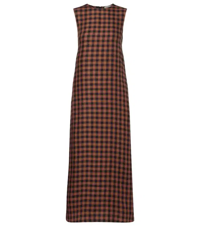 Tallin gingham linen maxi dress