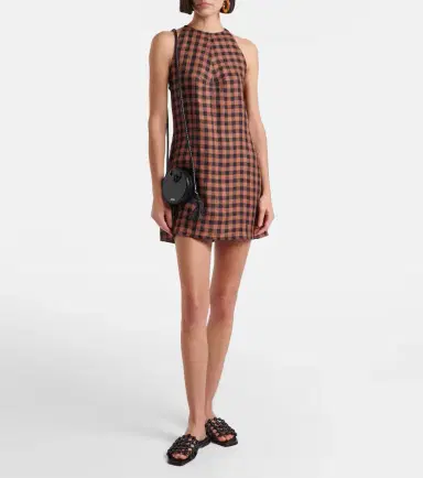 Asceno Antigua gingham linen minidress | Thumbnail 3