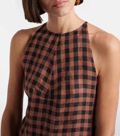 Asceno Antigua gingham linen minidress | Thumbnail 4