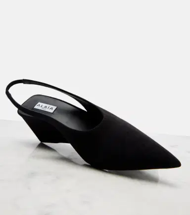 Alaïa Alaïa Cube 75 wedge slingback suede pumps | Thumbnail 4 Alaïa Alaïa Cube 75 wedge slingback suede pumps | Thumbnail 4
