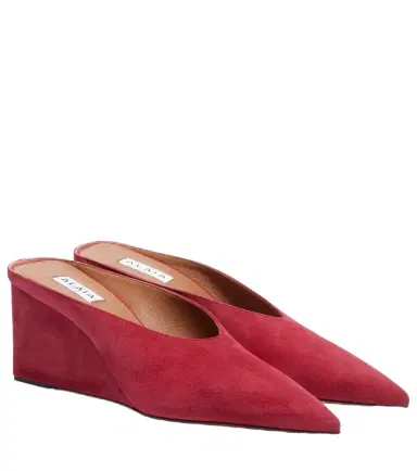 Alaïa Alaïa Cube 75 suede wedge mules | Thumbnail 1 Alaïa Alaïa Cube 75 suede wedge mules | Thumbnail 1