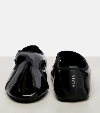 Alaïa Alaïa Criss Cross leather-trimmed ballet flats | Thumbnail 2