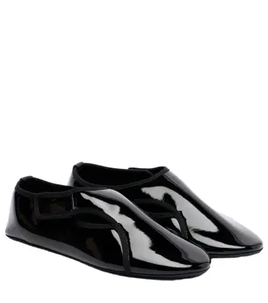 Alaïa Alaïa Criss Cross leather-trimmed ballet flats | Thumbnail 1