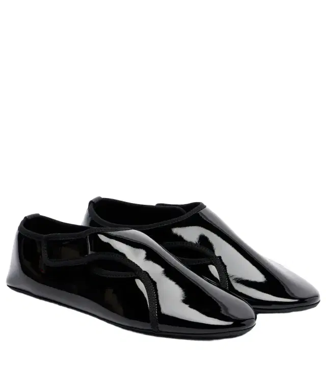Alaia Alaïa Criss Cross leather-trimmed ballet flats