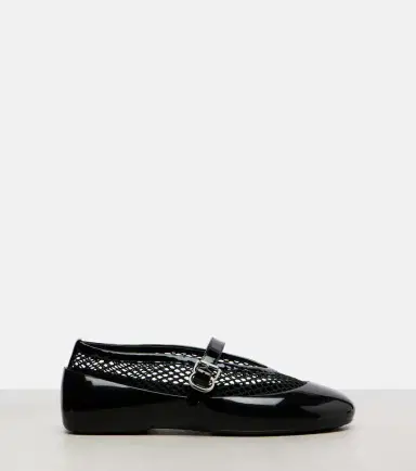 Alaïa Alaïa Leather-trimmed fishnet ballet flats | Thumbnail 2