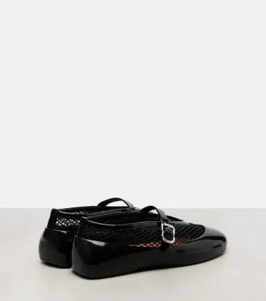 Alaïa Alaïa Leather-trimmed fishnet ballet flats | Thumbnail 3