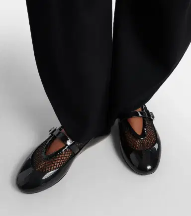 Alaïa Alaïa Leather-trimmed fishnet ballet flats | Thumbnail 6