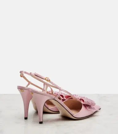 Valentino Garavani Bowow 85 embellished satin slingback pumps | Thumbnail 4 Valentino Garavani Bowow 85 embellished satin slingback pumps | Thumbnail 4