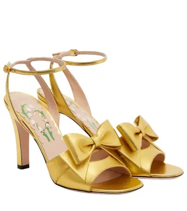 Valentino Garavani Bowow 95 metallic leather sandals | Thumbnail 1