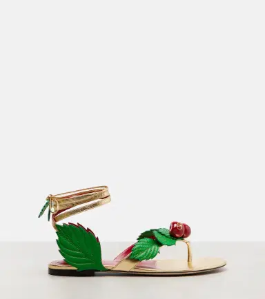 Valentino Garavani Cherryfic metallic leather thong sandals | Thumbnail 2 Valentino Garavani Cherryfic metallic leather thong sandals | Thumbnail 2