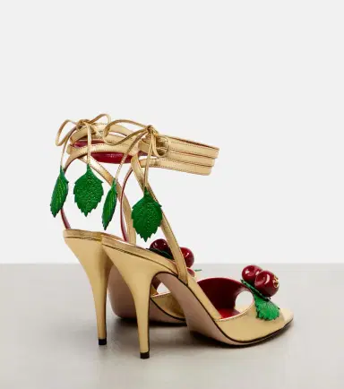 Valentino Garavani Cherryfic metallic leather sandals | Thumbnail 3 Valentino Garavani Cherryfic metallic leather sandals | Thumbnail 3