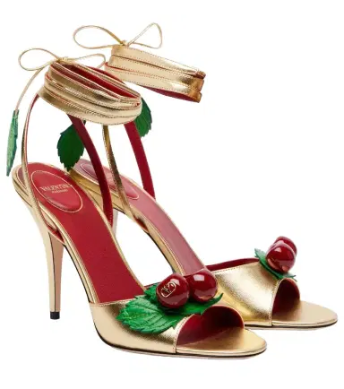 Valentino Garavani Cherryfic metallic leather sandals | Thumbnail 1 Valentino Garavani Cherryfic metallic leather sandals | Thumbnail 1