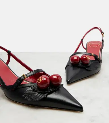 Valentino Garavani Cherryfic 45 leather slingback pumps | Thumbnail 3 Valentino Garavani Cherryfic 45 leather slingback pumps | Thumbnail 3
