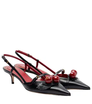 Valentino Garavani Cherryfic 45 leather slingback pumps | Thumbnail 1 Valentino Garavani Cherryfic 45 leather slingback pumps | Thumbnail 1
