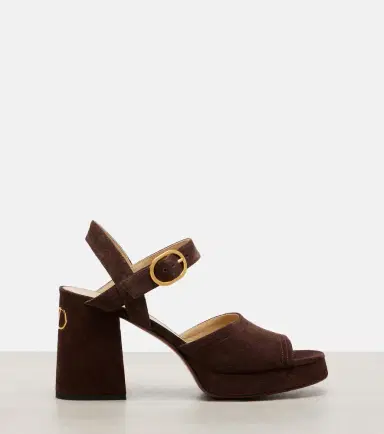 Valentino Garavani Fawcette VLogo suede platform sandals | Thumbnail 3 Valentino Garavani Fawcette VLogo suede platform sandals | Thumbnail 3