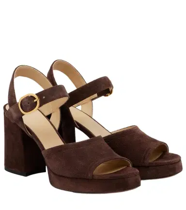 Valentino Garavani Fawcette VLogo suede platform sandals | Thumbnail 1 Valentino Garavani Fawcette VLogo suede platform sandals | Thumbnail 1