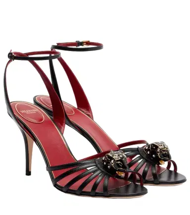 Valentino Garavani Pas De Chat 85 embellished leather sandals | Thumbnail 1 Valentino Garavani Pas De Chat 85 embellished leather sandals | Thumbnail 1