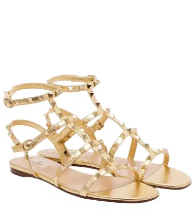 Valentino Garavani Rockstud metallic leather sandals | Thumbnail 1