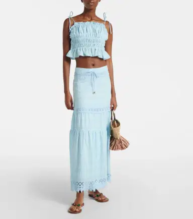 Melissa Odabash Alessia broderie anglaise cotton maxi skirt | Thumbnail 5