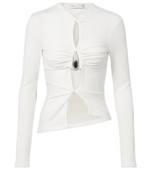 Christopher Esber Cutout ribbed-knit jersey top