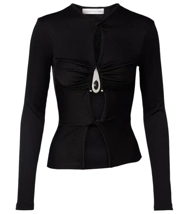 Cutout ribbed-knit top