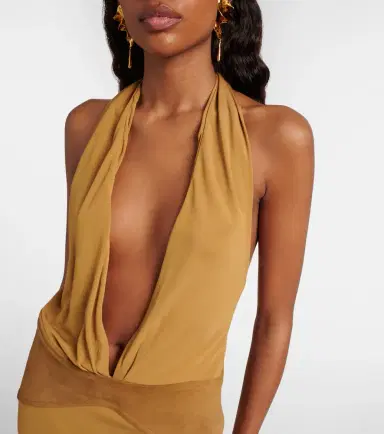 Christopher Esber Suede-trimmed jersey gown | Thumbnail 2