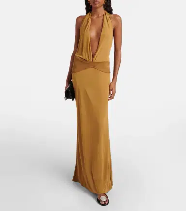 Christopher Esber Suede-trimmed jersey gown | Thumbnail 3