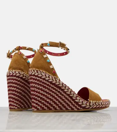 Valentino Garavani Rockstud suede wedge sandals | Thumbnail 3