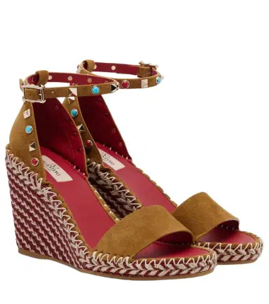 Valentino Garavani Rockstud suede wedge sandals | Thumbnail 1
