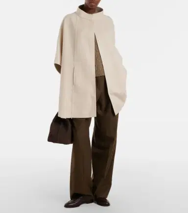 Loro Piana Salzburg leather-trimmed cashmere cape | Thumbnail 6